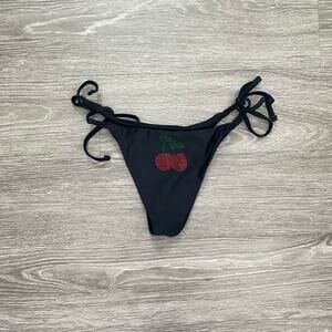 Cute black side tie bikini bottom